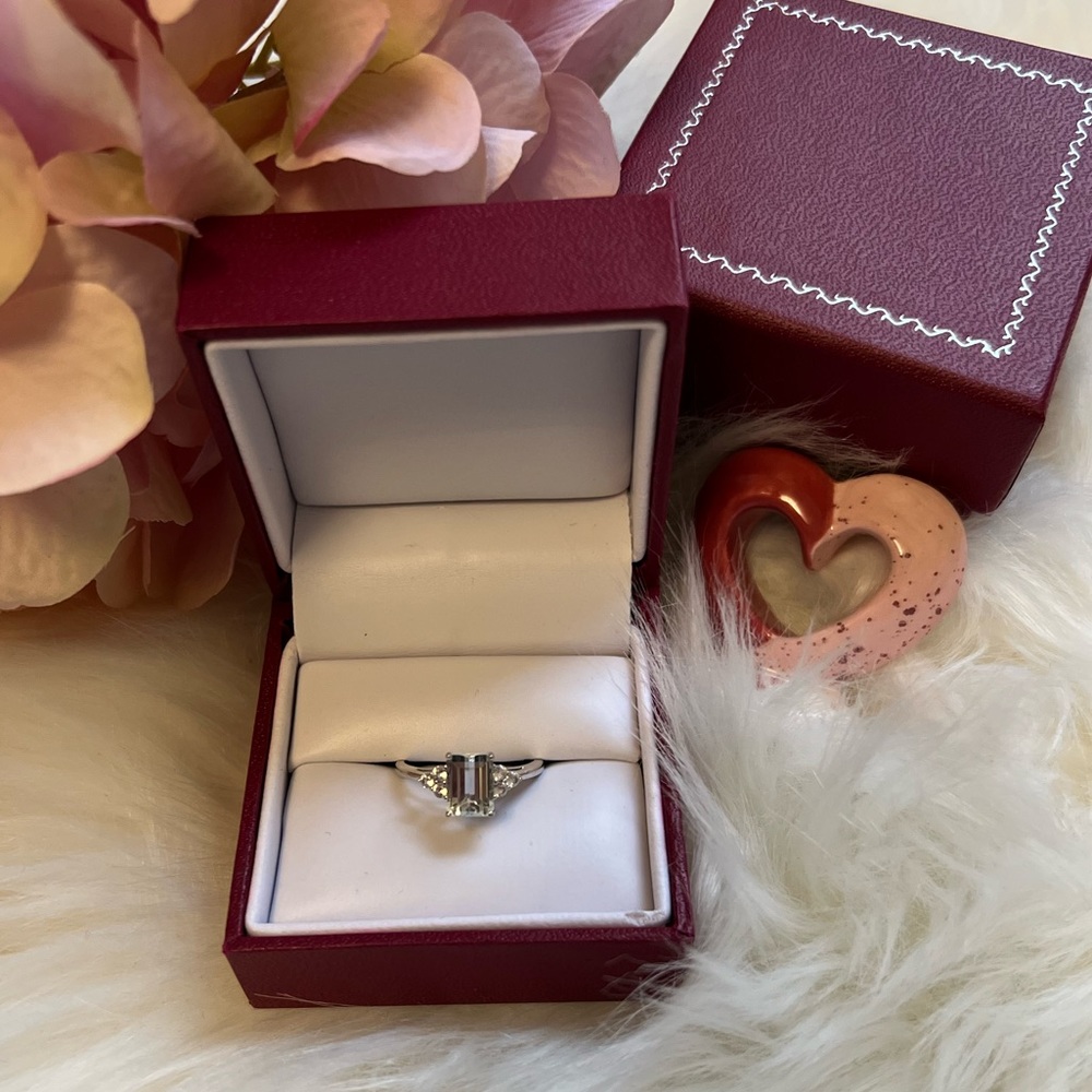 Helzberg Aquamarine & Lab Created White Sapphire Ring